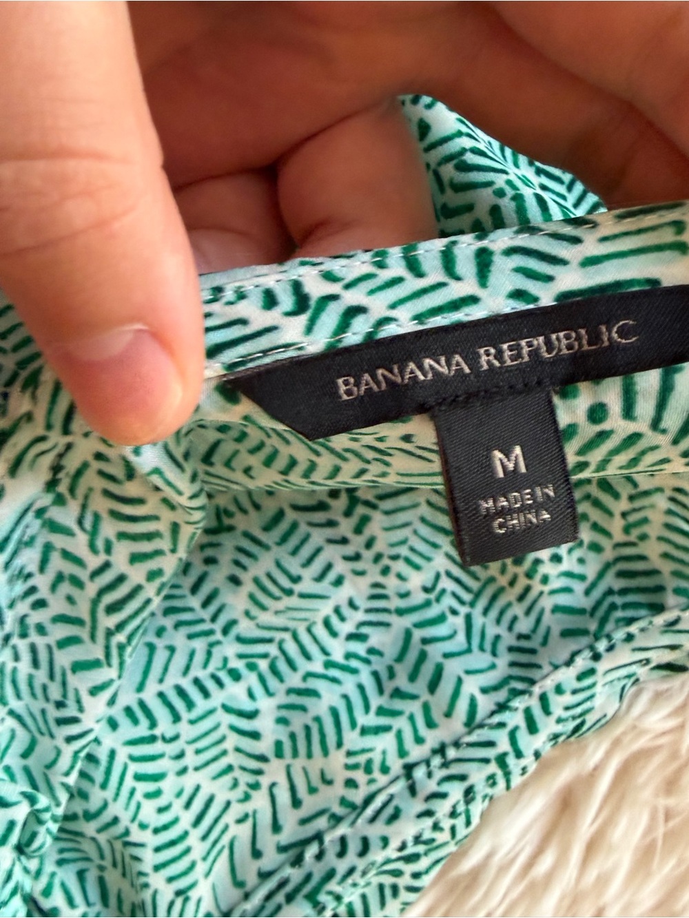 Banana Republic Mint and Dark Green Patterned Blouse
